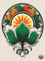 irish sun tattoo  simple color tattoo,minimal,white background