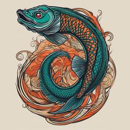 Dragonfish Tattoo-Bold and dynamic tattoo featuring a dragonfish, capturing the mythical and fantastical nature of this aquatic creature.  simple color vector tattoo