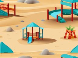 Sandy Beach Playground clipart - Children's playground in the sand, ,vector color clipart,minimal