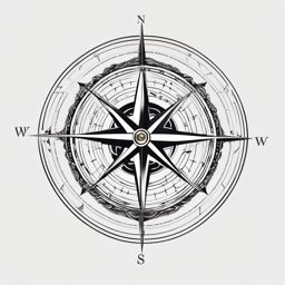 Whirlwind Compass - Navigate the whirlwind of distractions with a compass-themed ADHD tattoo.  color tattoo designs,minimalist,vector,white background