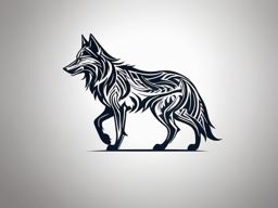 Simple Tribal Wolf Tattoo,minimalistic tribal wolf tattoo, capturing the primal essence in an uncomplicated design. , color tattoo design, white clean background