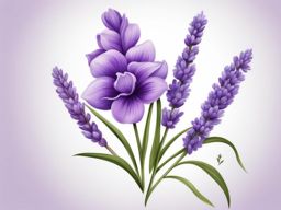 Lavender flower tattoo, Tattoos featuring the fragrant and elegant lavender flower.  vivid colors, white background, tattoo design