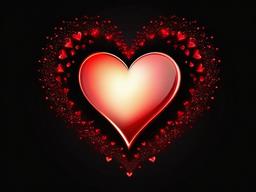 Black Background With Red Heart-Black background with a glowing red heart, creating a soft, romantic effect  background wallpaper