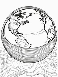 Earth Coloring Pages - Earth with a rainbow over it  simple coloring pages