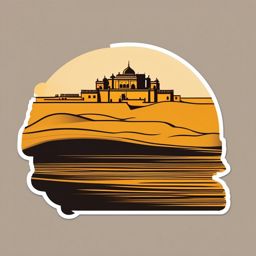 Jaisalmer Desert Fort sticker- Golden fort in the Thar Desert of Rajasthan, India, , sticker vector art, minimalist design