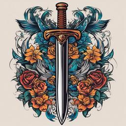 a sword tattoo  simple vector color tattoo