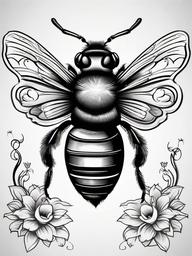 bumble bee tattoo black and white  vector tattoo design