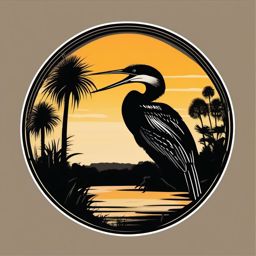 Everglades Anhinga Trail sticker- Wildlife viewing trail in the Everglades, , sticker vector art, minimalist design