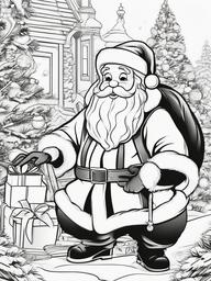 Colored Santa Claus  outling,coloring pages,black and whit