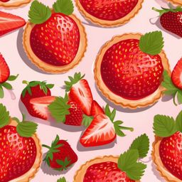 Strawberry Tart Clipart - A strawberry tart with glaze.  color vector clipart, minimal style