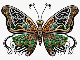 irish celtic butterfly tattoo  simple color tattoo,minimal,white background