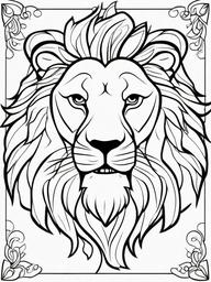 Lion Coloring Pages - Cartoon lion with a happy expression  simple coloring pages