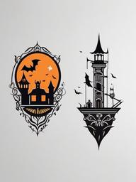 Small Cute Halloween Tattoos - Small-sized and cute tattoos with a Halloween theme.  simple color tattoo,minimalist,white background