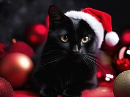 Christmas Black Cat Wallpaper  