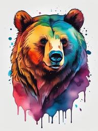 watercolor bear tattoo  simple vector color tattoo