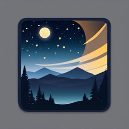 Starlit Night Sticker - Embrace the serenity of a starlit night with this peaceful and sparkling sticker, , sticker vector art, minimalist design