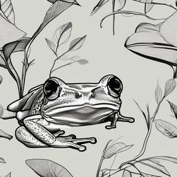 drawing of American green tree frog  minimal rough sketch scribbles,doodles,black and white