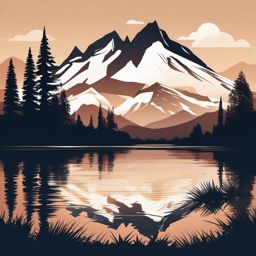 Mountain Reflection in Lake clipart - A mountain reflected in a lake, ,vector color clipart,minimal