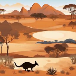 Cute Wallaby in the Australian Outback  clipart, simple