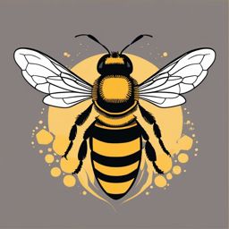 Honeybee Queen Clip Art - A honeybee queen laying eggs,  color vector clipart, minimal style