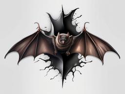 Realistic Bat Tattoo-Detailed and lifelike representation of a bat in a realistic and artistic tattoo.  simple color tattoo,white background