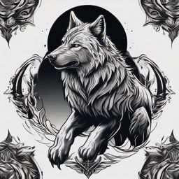 Dire Wolf Tattoos,tattoos depicting the formidable dire wolf, symbol of strength and primal dominance. , tattoo design, white clean background