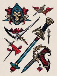 by the sword tattoo  simple vector color tattoo