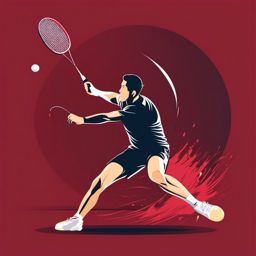 Badminton Smashing Clipart - A badminton player delivering a powerful smash.  color vector clipart, minimal style