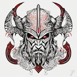 Norse Tattoos God of War - Tattoos inspired by Norse mythology from 'God of War.'  simple color tattoo design,white background