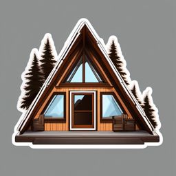 A-Frame Cabin Sticker - Celebrate the simplicity and architectural beauty of an A-frame cabin with this cozy sticker, , sticker vector art, minimalist design