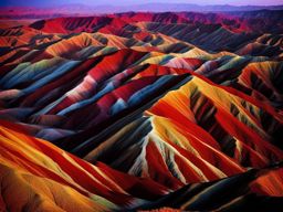 zhangye danxia national geological park - capture the mesmerizing night view of zhangye danxia's rainbow-colored mountains, where the natural beauty is accentuated by moonlight. 