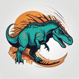 Cool Dinosaur Tattoo - Embrace a cool and contemporary vibe with a stylish dinosaur-themed tattoo.  simple vector color tattoo,minimal,white background