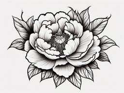 Japanese Peony Tattoo Design - Traditional Japanese peony tattoo design.  simple color tattoo,white background,minimal