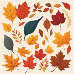 fall leaves clipart - multicolored autumn leaves, swirling in a gentle breeze in a serene forest 