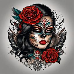 chicano tattoo artwork  simple vector color tattoo