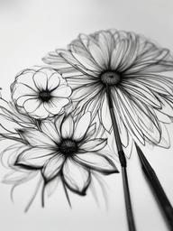 sketch drawing of flower  minimal rough sketch scribbles,doodles,black and white