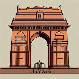 New Delhi clipart - India Gate and Jama Masjid in India,  color clipart, vector art