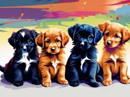 Cute Wallpapers - Playful Puppies Enjoying a Sunny Day wallpaper splash art, vibrant colors, intricate patterns