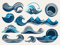 Tattoos of Water Waves - Explore various tattoo designs featuring the beauty and power of water waves.  simple vector color tattoo,minimal,white background