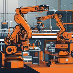 Industrial Robotics clipart - Industrial robotics in a factory, ,vector color clipart,minimal