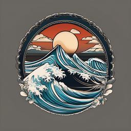 american traditional wave tattoo  simple vector tattoo design