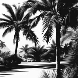 palm tree clipart black and white 