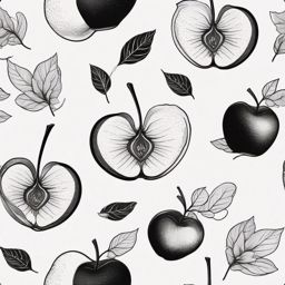 Apple with heart seeds. Love's fruitful ink.  color tattoo minimalist white background