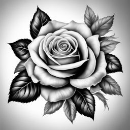 Realistic rose tattoo, Tattoos showcasing realistic and detailed renditions of roses.  color, tattoo patterns, white clean background