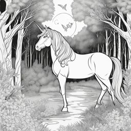 unicorn coloring pages - enigmatic unicorn dwelling in the heart of an ancient forest, its whereabouts known only to the wise. 