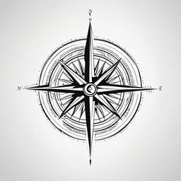 Feminine Unique Compass Tattoo - Unique and feminine compass tattoo design.  simple vector tattoo,minimalist,white background