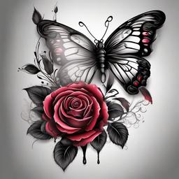 tattoo rose with butterfly  
