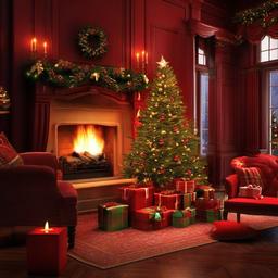 Christmas Background Wallpaper - christmas tree with fireplace background  