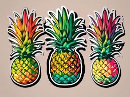 Pineapple Sticker - Tropical pineapple, ,vector color sticker art,minimal