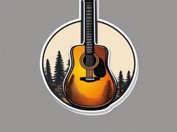 Guitar Sticker - Acoustic guitar illustration, ,vector color sticker art,minimal